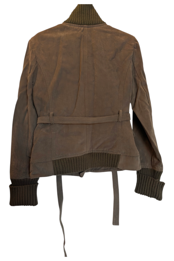 MNG Khaki Cotton Jacket with Ribbed Collar – UK Size 12–14