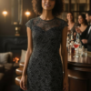 Lipsy London Black Lace Cocktail Dress – UK 12, 2010s