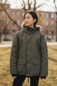 Next Khaki Quilted Winter Parka Jacket – UK Small, 2010s