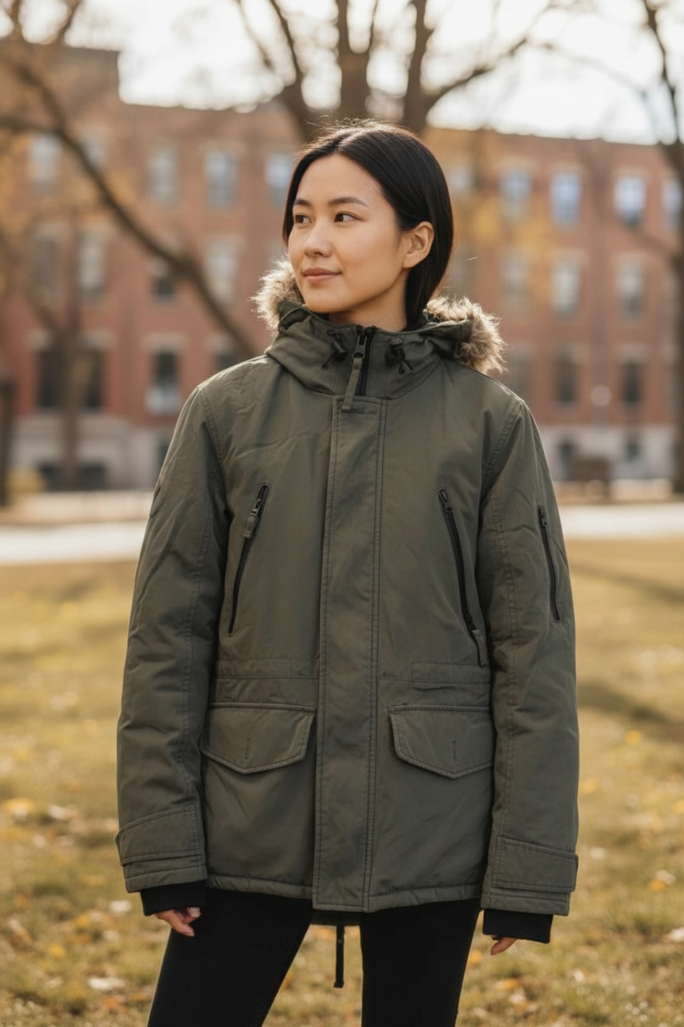 Next Khaki Quilted Winter Parka Jacket – UK Small, 2010s