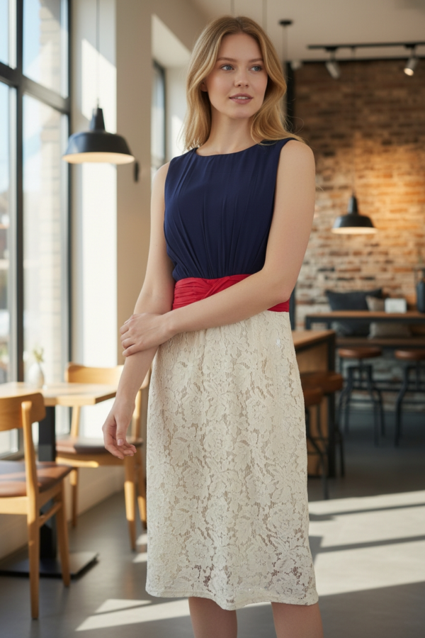 Little Mistress London Colourblock Lace Dress – UK 10