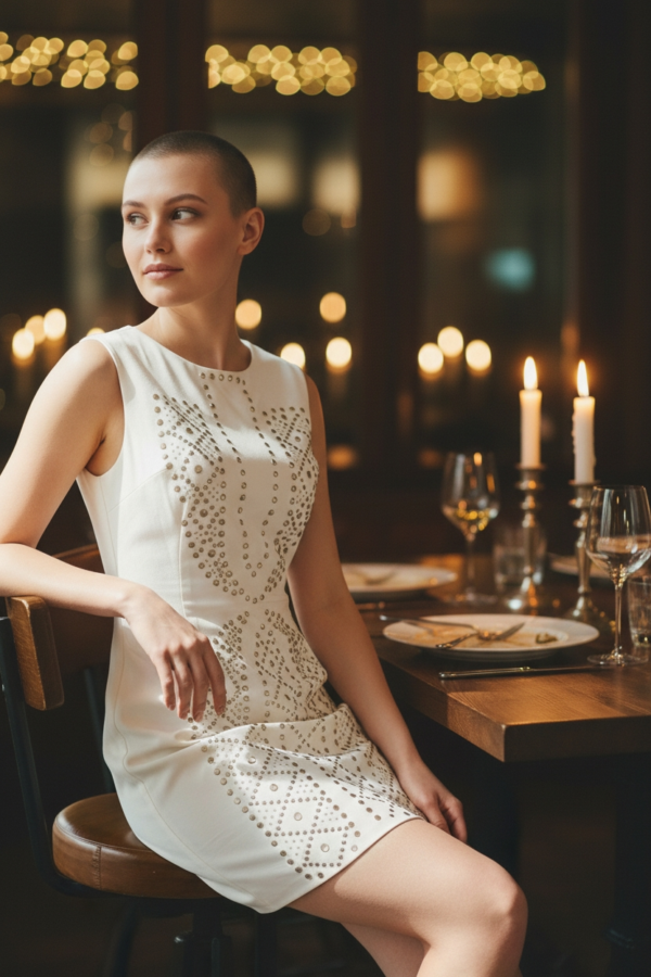 Goddess London Studded Mini Dress – Cream, UK 10