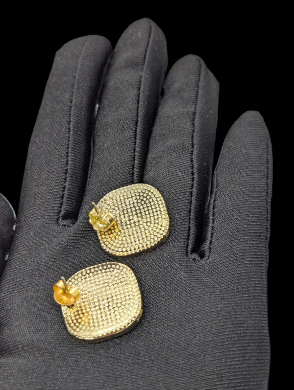 Green Enamel ‘H’ Monogram Earrings with Rhinestone Border Green Enamel ‘H’ Monogram Earrings with Rhinestone Border