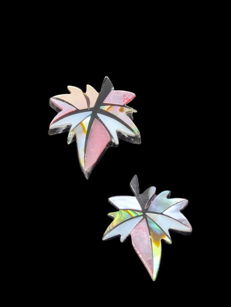 Faux Mother of Pearl Leaf Stud Earrings – Vintage Style