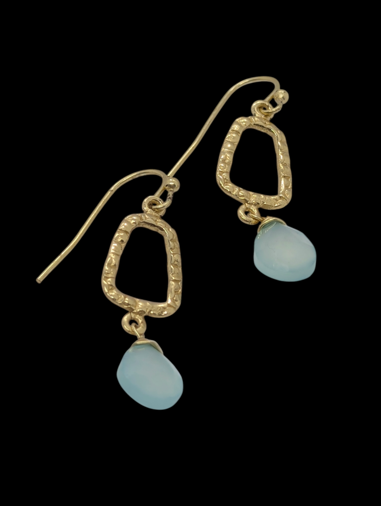 Gold-Tone Drop Earrings with Light Green Faux Stone