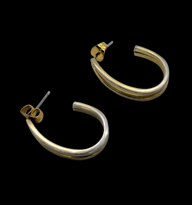 Goldtone Metal Half Hoop Earrings – Modern Minimalist Style