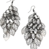 Gunmetal Layered Leaf Drop Earrings – Lightweight Statement Pair Gunmetal Layered Leaf Drop Earrings – Lightweight Statement Pair