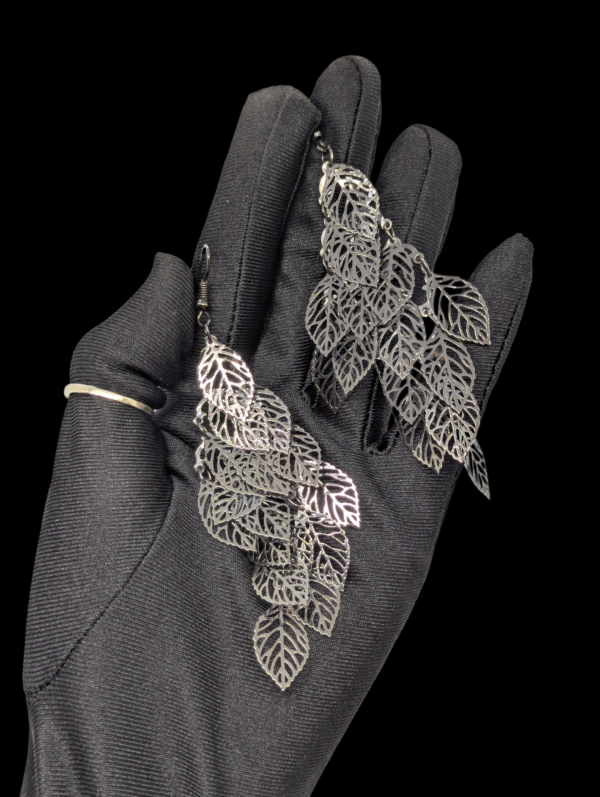 Gunmetal Layered Leaf Drop Earrings – Lightweight Statement Pair Gunmetal Layered Leaf Drop Earrings – Lightweight Statement Pair