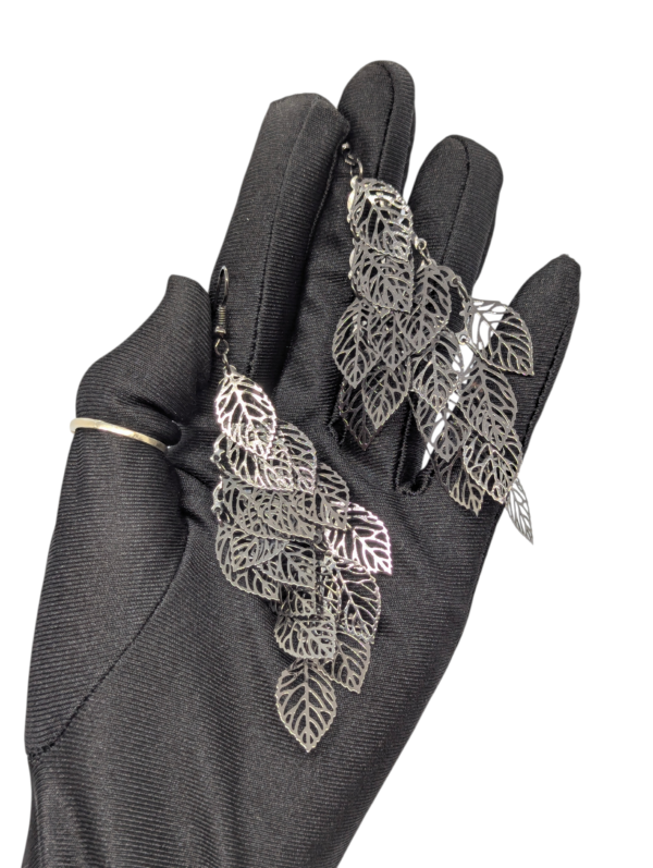 Gunmetal Layered Leaf Drop Earrings – Lightweight Statement Pair Gunmetal Layered Leaf Drop Earrings – Lightweight Statement Pair