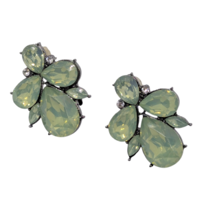 Green Bug Cluster Earrings with Acrylic Stones – Costume Jewellery