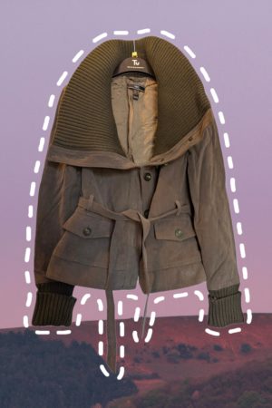 MNG Khaki Cotton Jacket with Ribbed Collar – UK Size 12–14