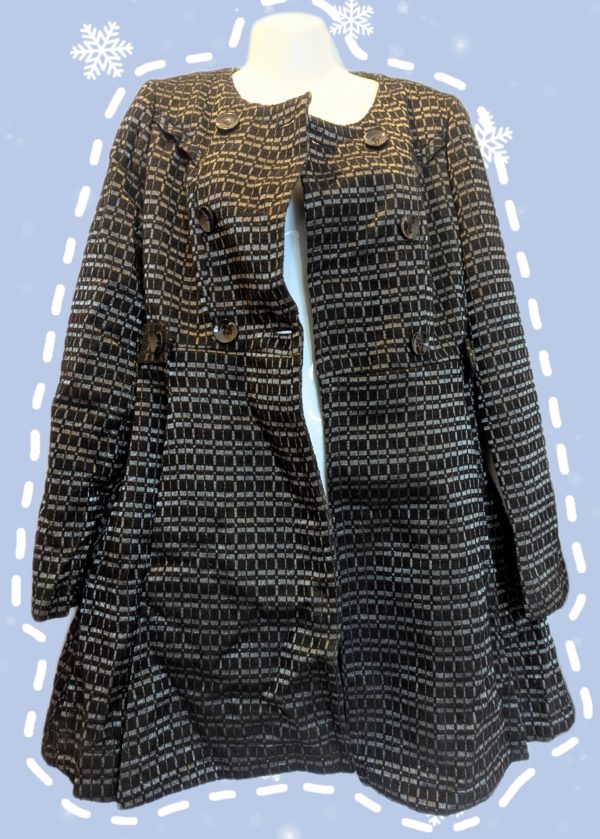 Marks & Spencer Black Double-Breasted Coat Dress UK 8